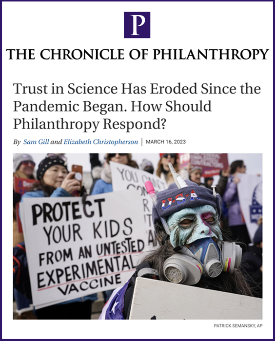 “Trust in Science Has Eroded Since the Pandemic Began. How Should Philanthropy Respond?,” Writes Doris Duke Foundation President and CEO Sam Gill in the Chronicle of Philanthropy