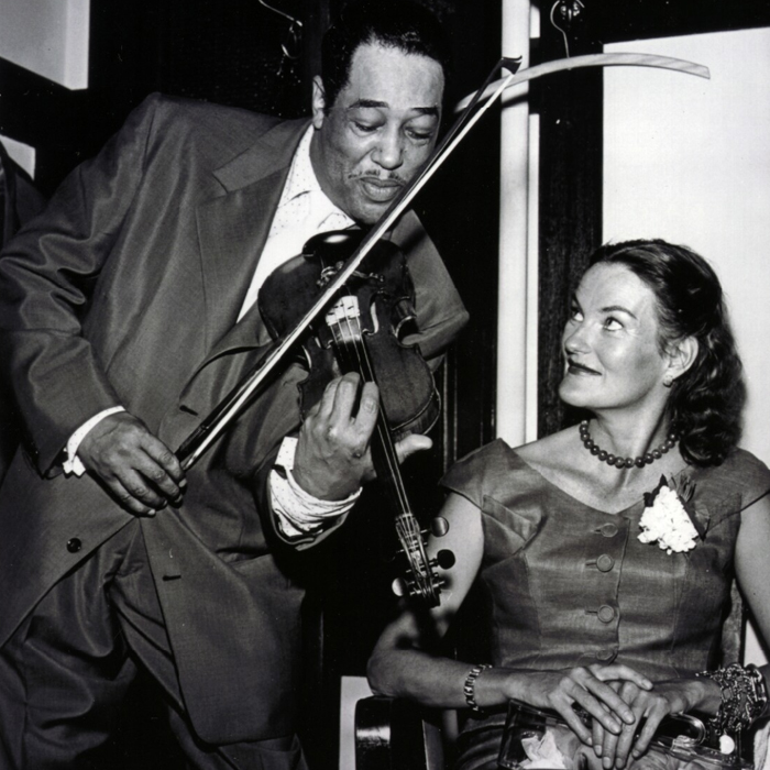 Duke was both a patron of and participant in the peforming arts. As seen here, listening to Duke Ellington play the violin, circa 1955, she was a lover of jazz, and&nbsp;studied jazz piano and composition at the famed &ldquo;Jazz Loft&rdquo; on Sixth Avenue in New York City. She also had a passion for theater and modern dance and worked under the tutelage of celebrated choreographer Martha Graham. In her will, Duke expressed a desire for the foundation to support &ldquo;actors, dancers, singers, musicians and other artists of the entertainment world in fulfilling their ambitions and providing opportunities for the public presentation of their arts and talents.&rdquo; Given this guidance and Duke&rsquo;s personal interests, the foundation focuses its support on contemporary dance, jazz and theater artists, and the organizations that nurture, present and produce them.